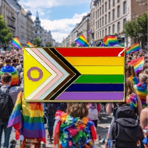 Progress Pride Pin Badge (with Intersex Circle) Pride Month June 2026