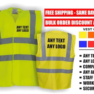 Personalised Hi-Vis Vest, Safety Reflective Waistcoat, custom uniform vest, safety jacket