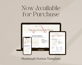 Notion Template für Muslimahs, To-Do Liste, Islamischen Planer, Koran Memorisation Tracker, Ramadan