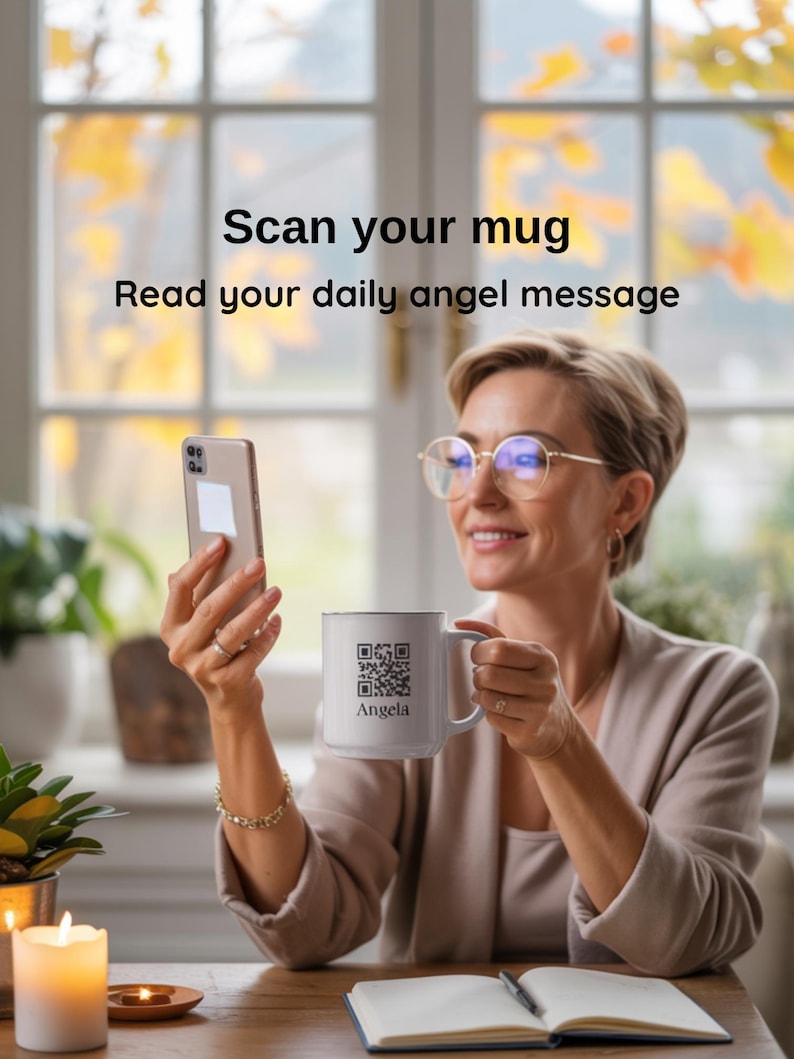 Personalized Angel Message Mug, Custom Name QR Code, 365 Daily Angel Messages Gift for Someone You Love image 5
