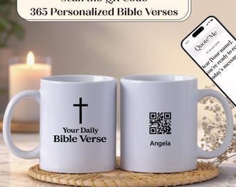 365 Daily Bible Verse QR Code Mug, Personalized Christian Scripture Gift