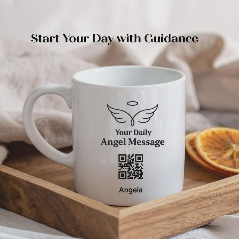 Personalized Angel Message Mug, Custom Name QR Code, 365 Daily Angel Messages Gift for Someone You Love image 3