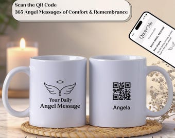 Personalized Memorial Angel Message Mug – 365 Daily Comfort Messages with QR Code, Sympathy Gift for Loss