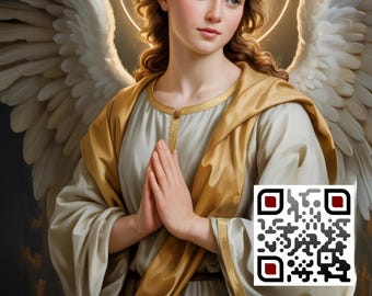 Personalized Angel Message Wall Art with QR Code, 365 Daily Messages, Digital Download Printable