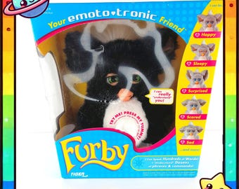 Funky Furby With Box and Spoon 2006 WORKING Purple and Green