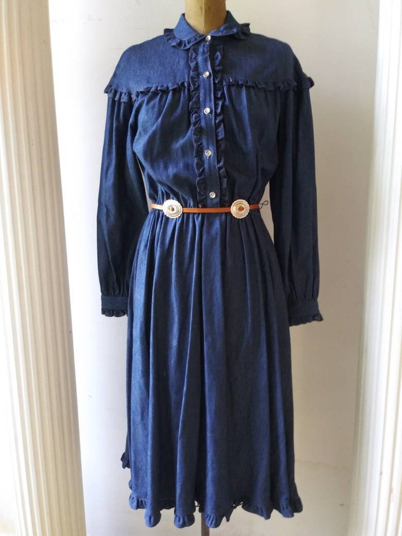Vintage 1980/'s Plaza South by Janalyn dress eighties denim western wear large