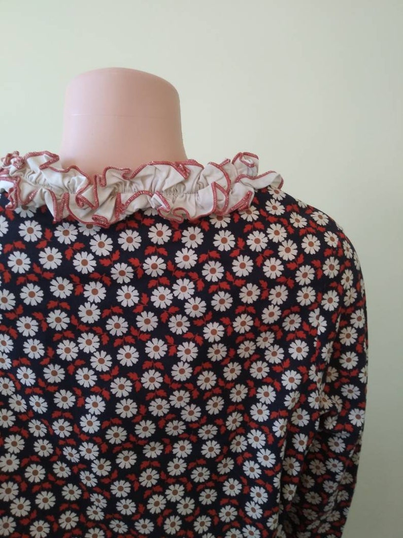 Vintage 1960/'s Coffee Break R by Miss Elaine daisy print dress sixties hippie retro casual dress large