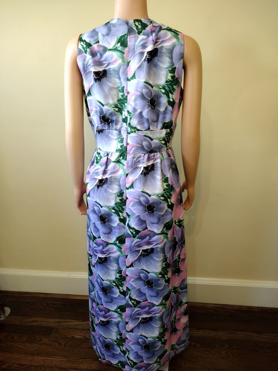 Vintage 1970's handmade sleeveless floral pastel … - image 6