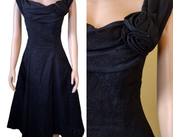 Vintage Karen Lucas for Niki Black off the shoulder A line dress size 14