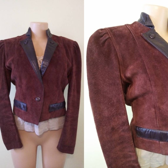 Vintage 1980's brown Wilsons cropped suede and lea