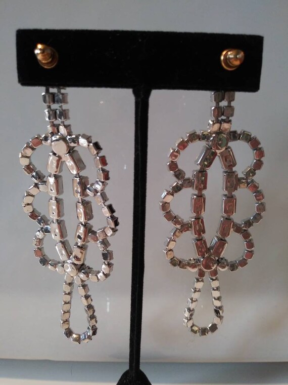 Vintage rhinestone dangle earrings - image 4