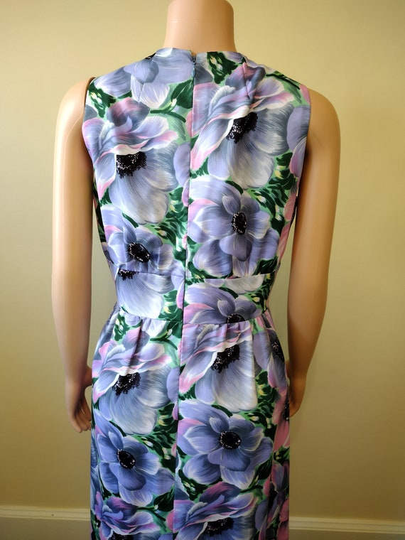 Vintage 1970's handmade sleeveless floral pastel … - image 5