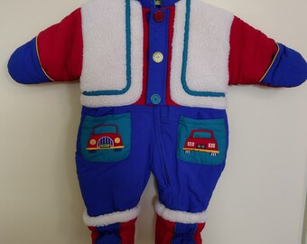 Vintage baby 1990's Tidykins primary colors snowsuit 6-9 months