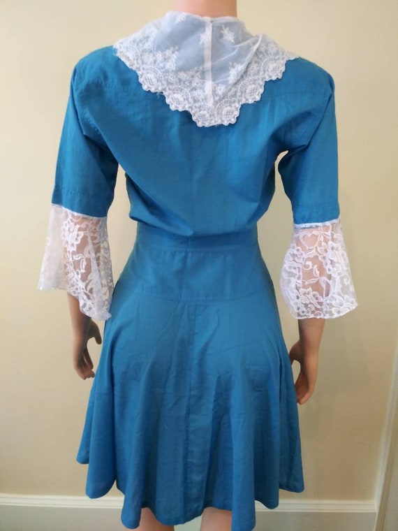 Vintage 1980's Ms Chaus dress / 80's blue dress /… - image 6