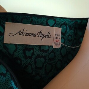 Vintage Adrianna Papell Silk Cheetah Print Green Black Skirt Suit Size 12 image 8