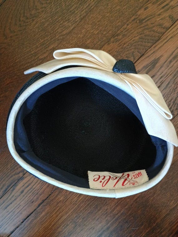 Vintage 1960's Navy Straw Pillbox Hats By Yolie - image 7