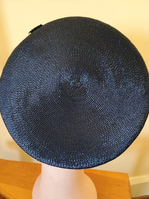 Vintage 1960's Navy Straw Pillbox Hats By Yolie - image 4