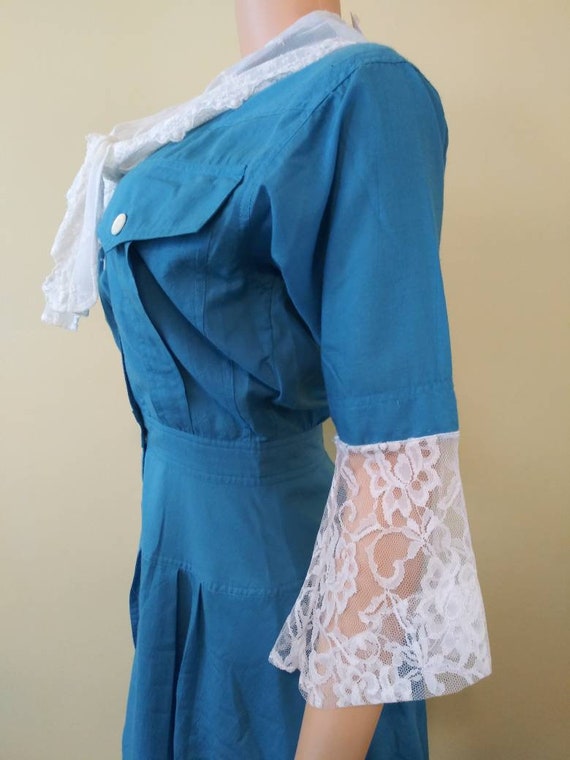 Vintage 1980's Ms Chaus dress / 80's blue dress /… - image 7