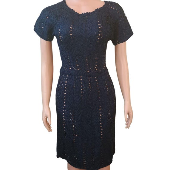 crochet knee length dress Mauve Crochet Knit Knee Length Dress