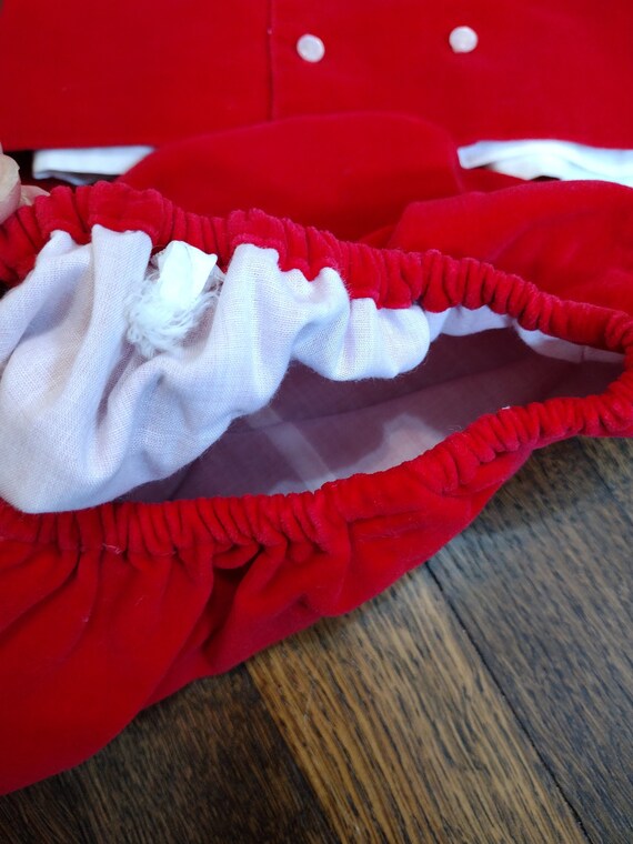 Vintage 1960's baby red velvet Christmas suit - image 3