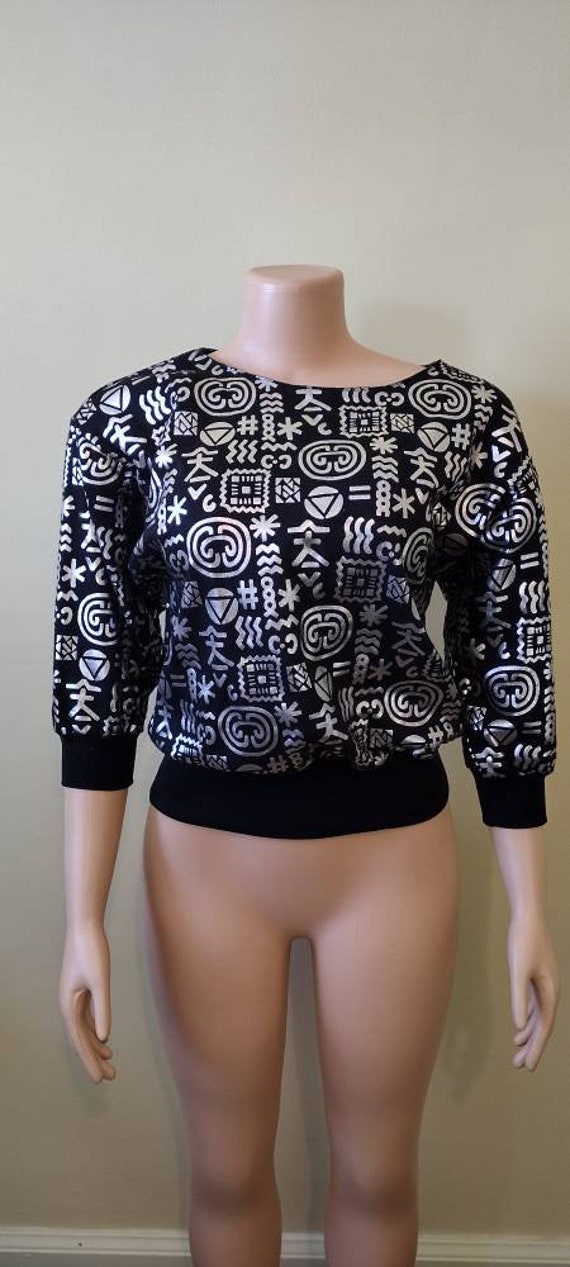 Vintage 1980's Bonnie and Bill black sweatshirt w… - image 2