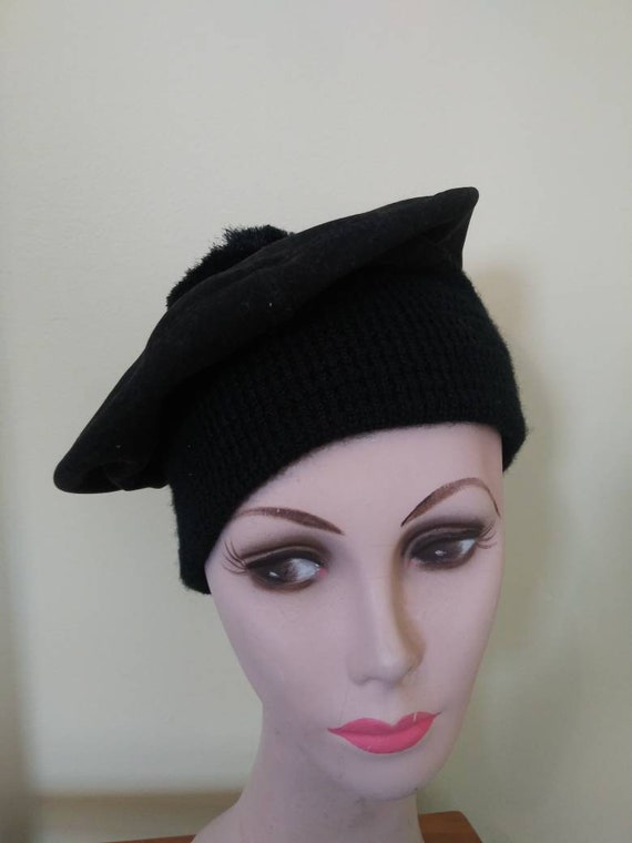 Vintage 1960’s Mr Gil hat / sixties black beret w… - image 2