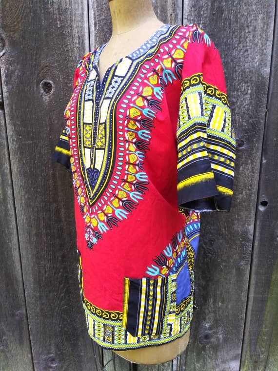 Vintage Dashiki / red and yellow tunic / size lar… - image 2