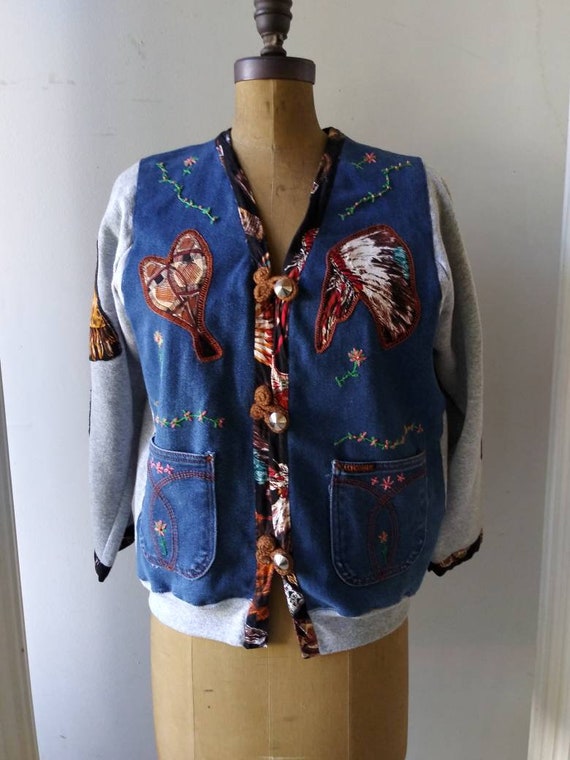 Handmade vintage 1970's upcycled Long Haul Jean n… - image 2