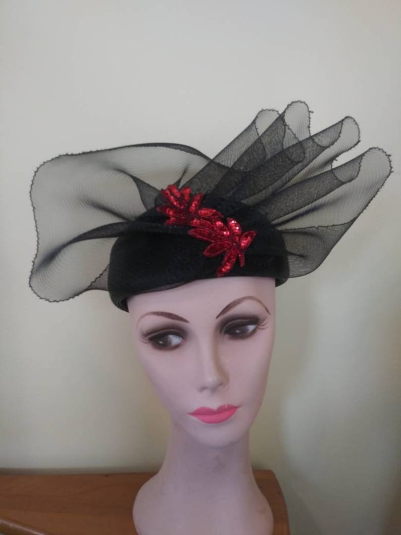 Vintage 1950's Elizabeth Hawkins hat / fifties fascinator straw hat image 1