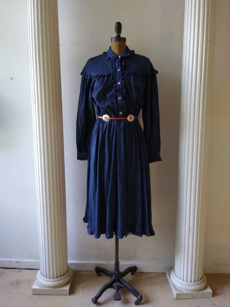 Vintage 1980/'s Plaza South by Janalyn dress eighties denim western wear large
