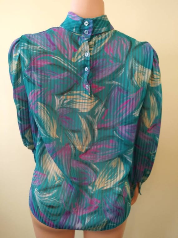 Vintage 1980's Helene St Marie graphic blouse / e… - image 2