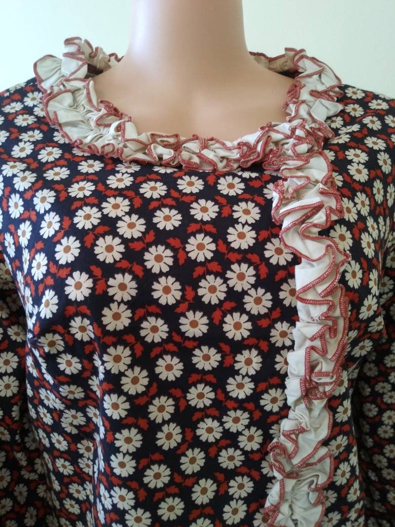 Vintage 1960/'s Coffee Break R by Miss Elaine daisy print dress sixties hippie retro casual dress large