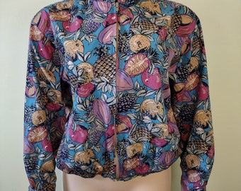 Vintage 1990's Jean Bell Collection tropical print lightweight sprink zip up jacket