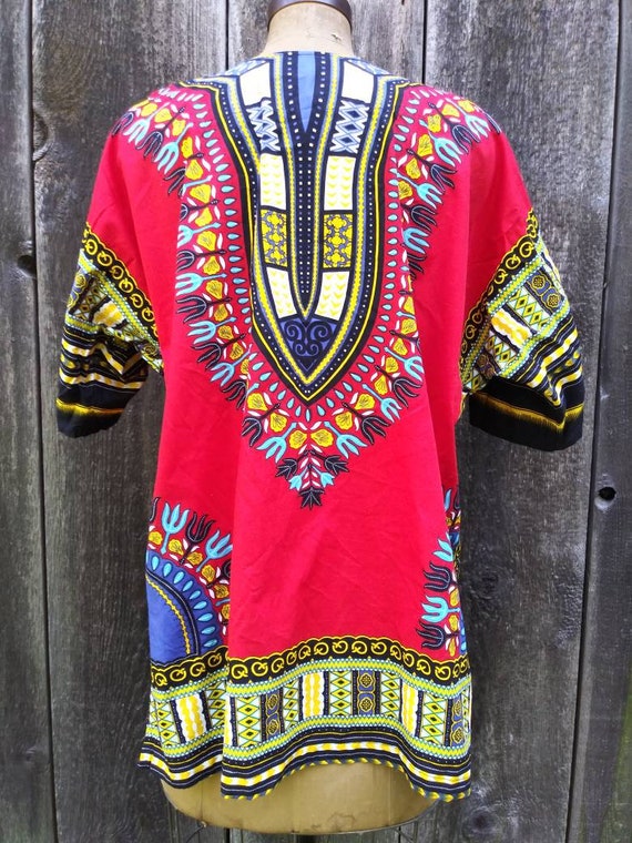 Vintage Dashiki / red and yellow tunic / size lar… - image 3