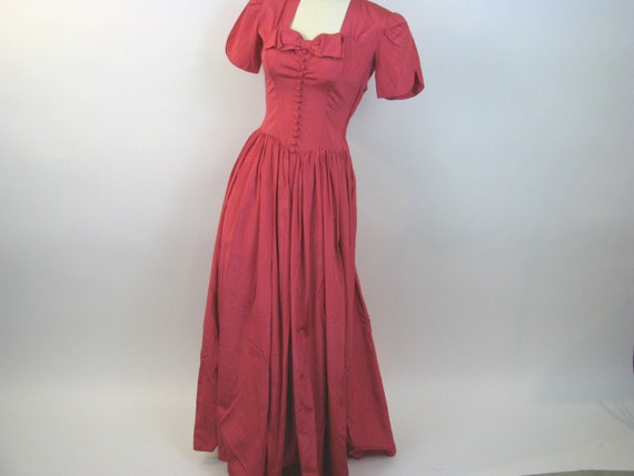 Vintage 1940's hot pink moire evening gown / forti