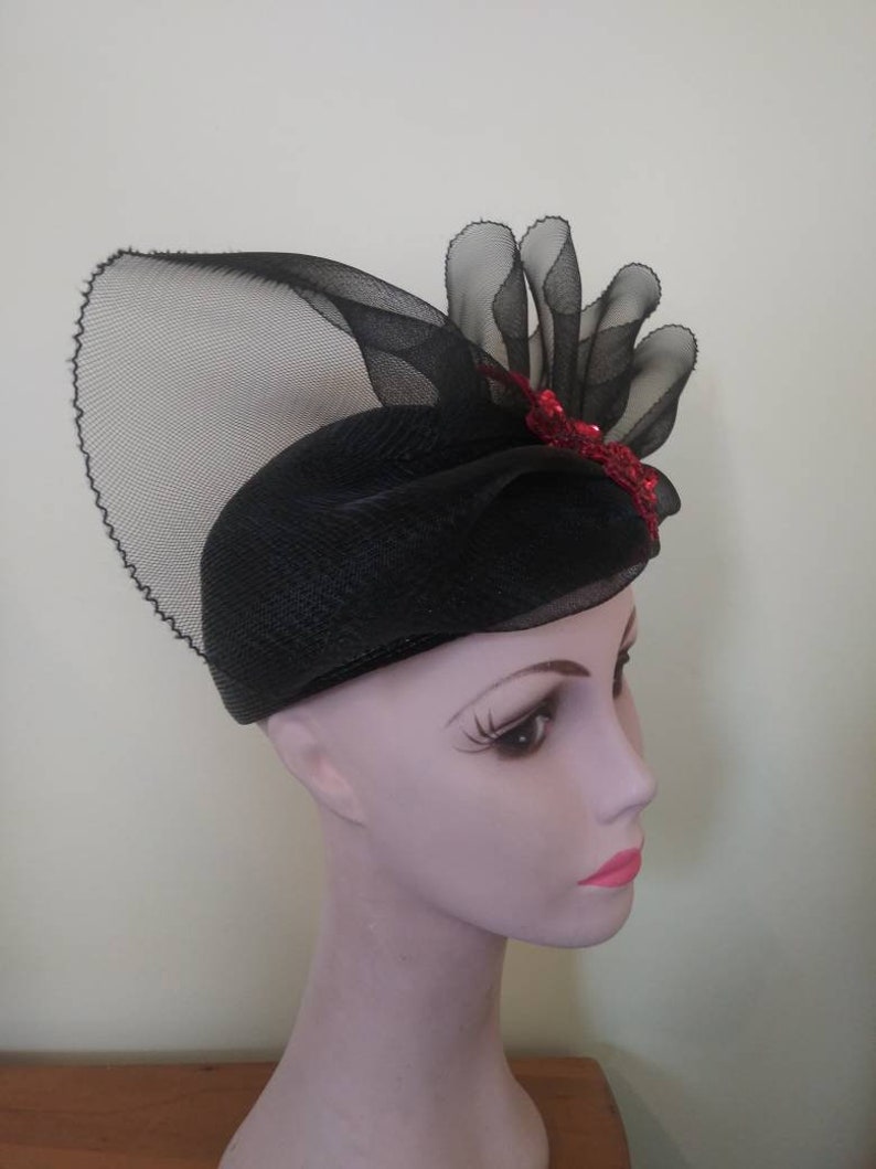 Vintage 1950's Elizabeth Hawkins hat / fifties fascinator straw hat image 3