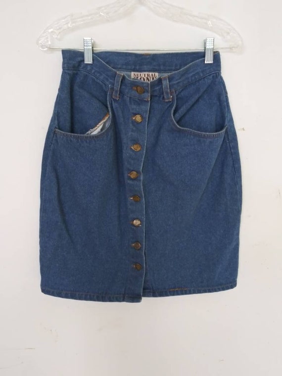 Vintage 1980's Neutral Zone Jean Skirt / Eighties Denim Mini