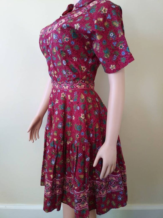 Vintage 1950's inspired handmade blouse with full… - image 3