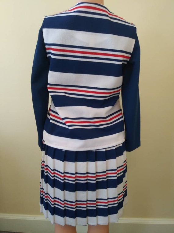 Vintage 1970's red, white, and blue dress / seven… - image 2