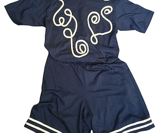 Vintage 1990's S Roberts Navy Soutache Romper Medium