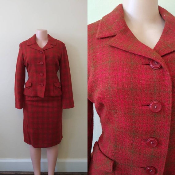 Vintage 1950's Mario Forte plaid suit / fifties S… - image 1