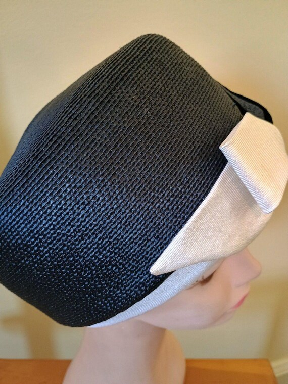 Vintage 1960's Navy Straw Pillbox Hats By Yolie - image 5