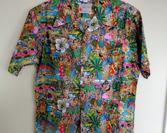 Vintage 1960's Kramer's Honolulu By Pacific Sportswear Hawaiian Shirt Large