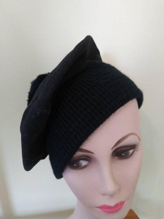 Vintage 1960’s Mr Gil hat / sixties black beret w… - image 3