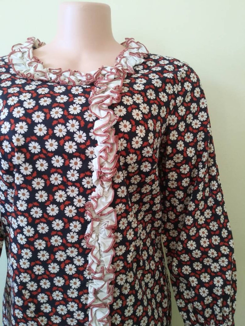 Vintage 1960/'s Coffee Break R by Miss Elaine daisy print dress sixties hippie retro casual dress large