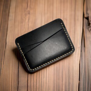 Tarjetero de piel hecho a mano con 4 bolsillos para tarjetas