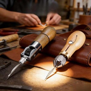 Kit de punzón para coser cuero DIY con agujas e hilo encerado. Juego de herramientas de costura a mano para reparar zapatos, bolsos y manualidades.