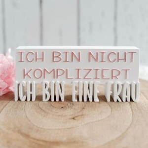 STL 3D print file lettering statement "I'm not complicated, I'm a woman" Girl Power 3D print file stand