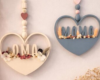 STL 3D print file, 4 designs: Heart for flowers, Mom, Grandma, heart wreath, 3D file, Mother's Day, Best Mom, Best Grandma, customizable