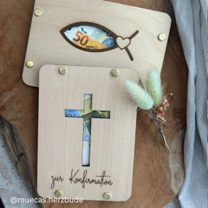 Fichier laser SVG Emballage cadeau pour argent 4 modèles Cartes cadeaux de baptême, confirmation, communion, église Fichier SVG Cartes d'argent